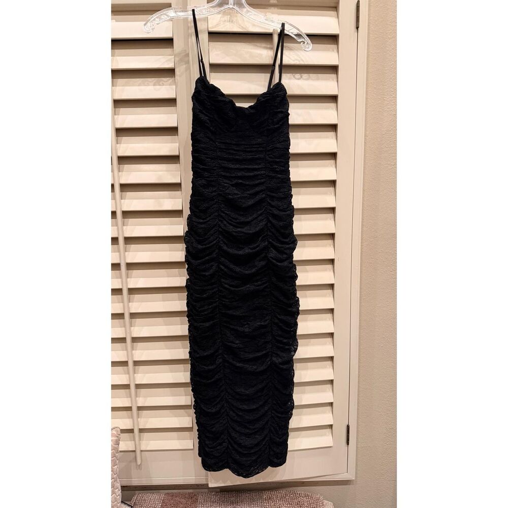 AFRM ruched stretch lace dress